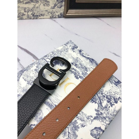 Replica Cintura Dior Montaigne Reversibile da 35mm vitello ultra opaca Imitazione Outlet