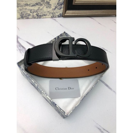 Replica Cintura Dior Montaigne Reversibile da 35mm vitello ultra opaca Imitazione Outlet