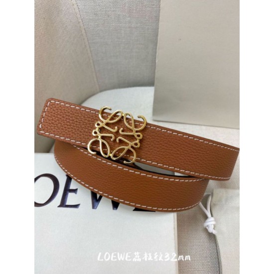 Replica Cintura reversibile Loewe Anagram 32mm Marrone/Blu Imitazione Outlet