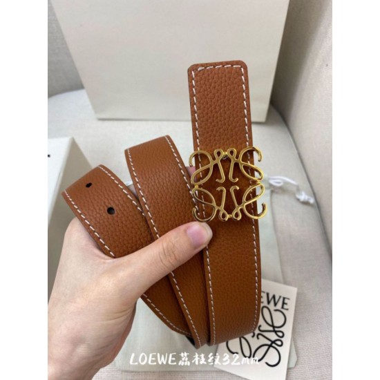Replica Cintura reversibile Loewe Anagram 32mm Marrone/Blu Imitazione Outlet