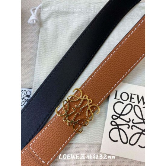 Replica Cintura reversibile Loewe Anagram 32mm Marrone/Blu Imitazione Outlet