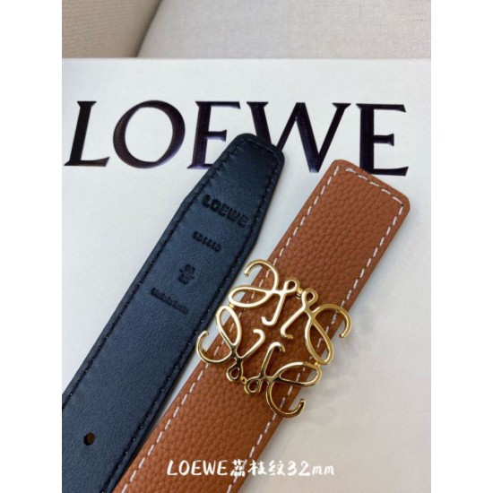Replica Cintura reversibile Loewe Anagram 32mm Marrone/Blu Imitazione Outlet