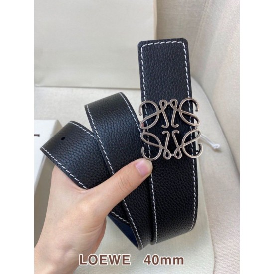 Replica Cintura reversibile Loewe Anagram 40 mm nera/blu navy Imitazione Outlet Fallate
