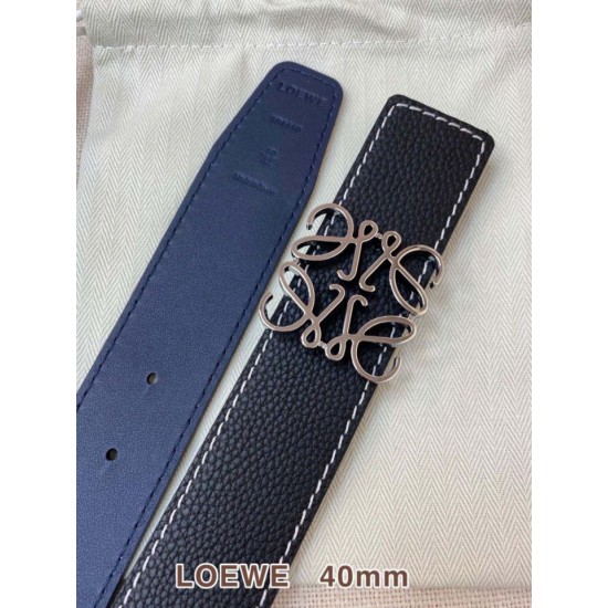 Replica Cintura reversibile Loewe Anagram 40 mm nera/blu navy Imitazione Outlet Fallate