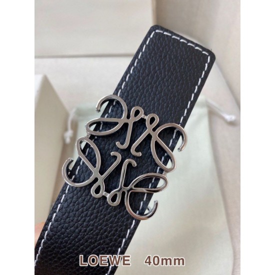Replica Cintura reversibile Loewe Anagram 40 mm nera/blu navy Imitazione Outlet Fallate