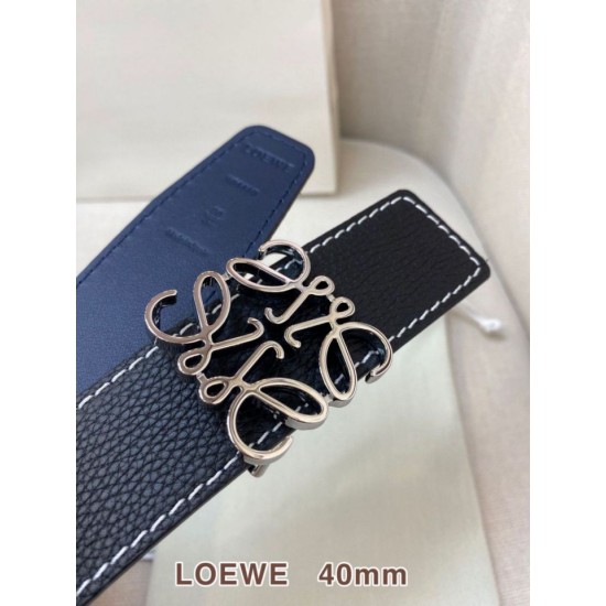Replica Cintura reversibile Loewe Anagram 40 mm nera/blu navy Imitazione Outlet Fallate
