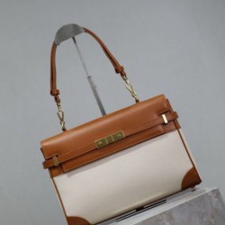 Replica Borsa a tracolla con manico superiore YSL Saint Laurent Manhattan marrone Imitazione Outlet Fallate