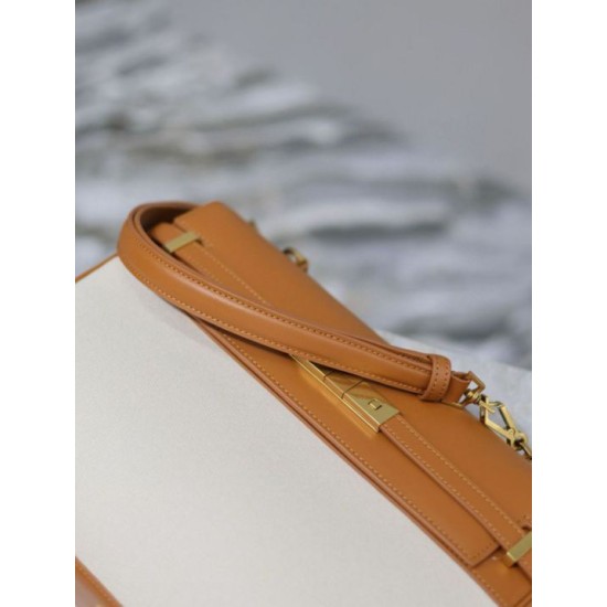Replica Borsa a tracolla con manico superiore YSL Saint Laurent Manhattan marrone Imitazione Outlet Fallate