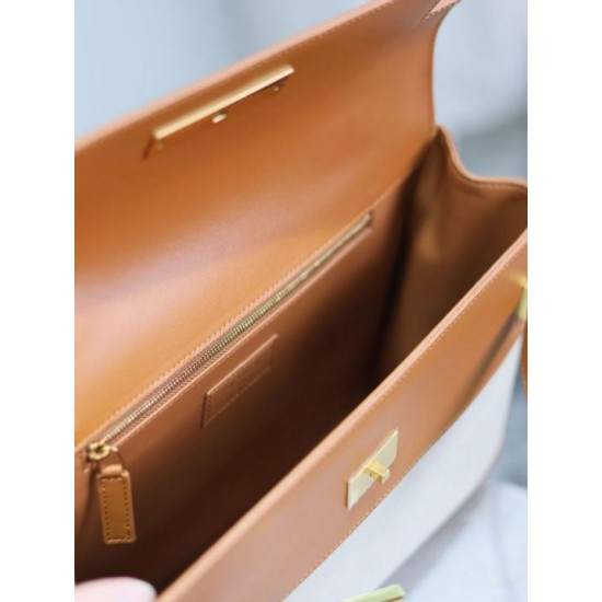 Replica Borsa a tracolla con manico superiore YSL Saint Laurent Manhattan marrone Imitazione Outlet Fallate