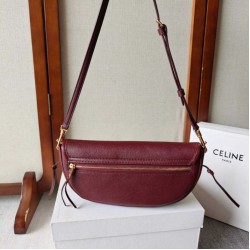 Replica Borsa Celine Halfmoon piccola morbida Triomphe bordeaux Imitazione Outlet Fallate