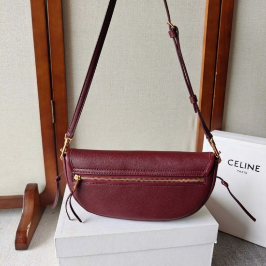 Replica Borsa Celine Halfmoon piccola morbida Triomphe bordeaux Imitazione Outlet Fallate