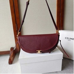 Replica Borsa Celine Halfmoon piccola morbida Triomphe bordeaux Imitazione Outlet Fallate