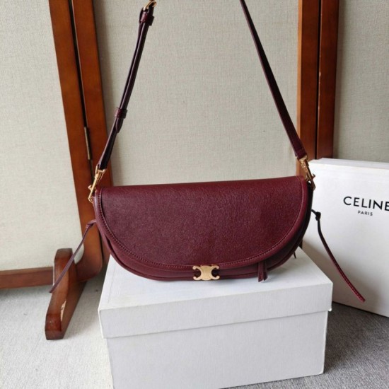 Replica Borsa Celine Halfmoon piccola morbida Triomphe bordeaux Imitazione Outlet Fallate