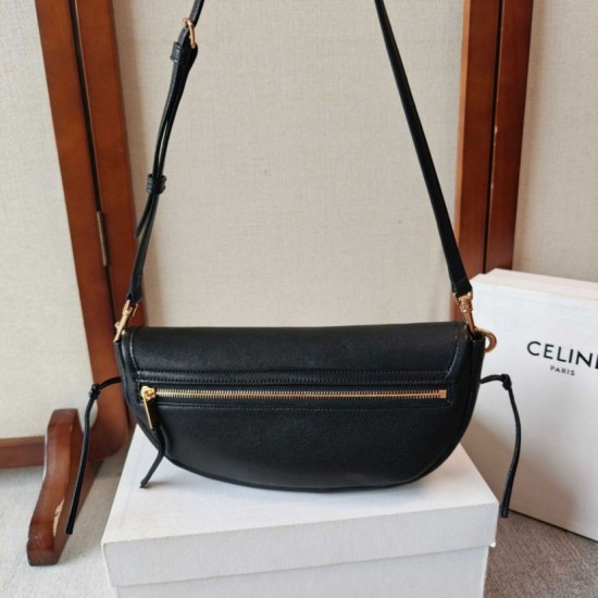 Replica Borsa Celine Halfmoon piccola morbida Triomphe Nero Imitazione Outlet Fallate