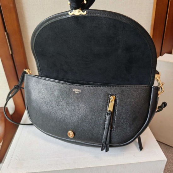 Replica Borsa Celine Halfmoon piccola morbida Triomphe Nero Imitazione Outlet Fallate