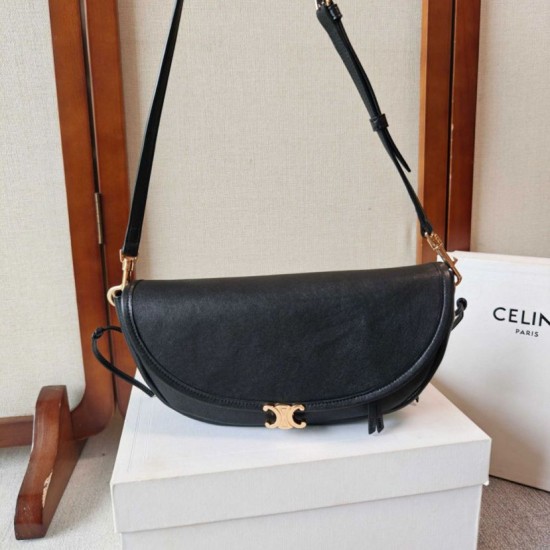 Replica Borsa Celine Halfmoon piccola morbida Triomphe Nero Imitazione Outlet Fallate