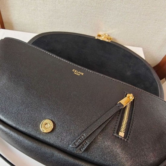 Replica Borsa Celine Halfmoon piccola morbida Triomphe Nero Imitazione Outlet Fallate