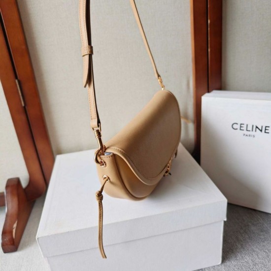 Replica Borsa Celine Halfmoon piccola morbida Triomphe albicocca Imitazione Outlet Fallate