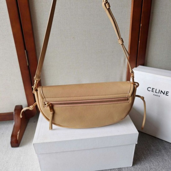 Replica Borsa Celine Halfmoon piccola morbida Triomphe albicocca Imitazione Outlet Fallate