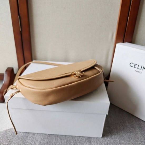 Replica Borsa Celine Halfmoon piccola morbida Triomphe albicocca Imitazione Outlet Fallate