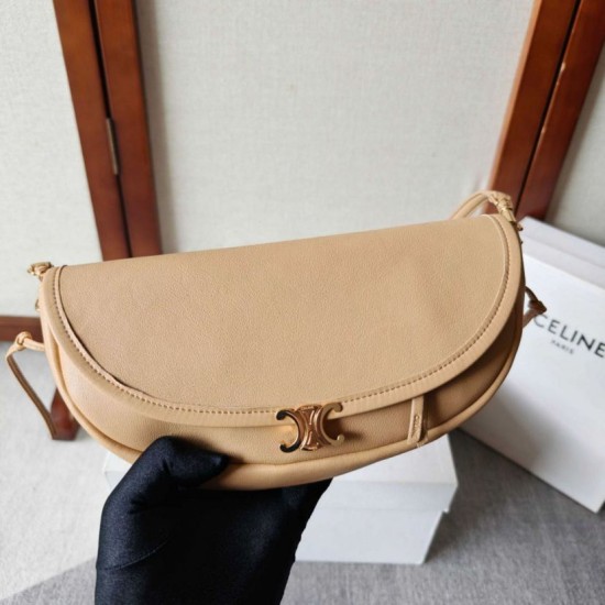 Replica Borsa Celine Halfmoon piccola morbida Triomphe albicocca Imitazione Outlet Fallate