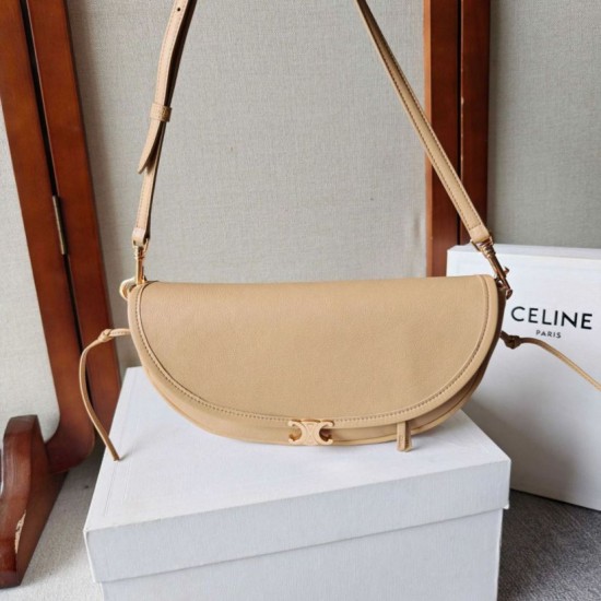 Replica Borsa Celine Halfmoon piccola morbida Triomphe albicocca Imitazione Outlet Fallate