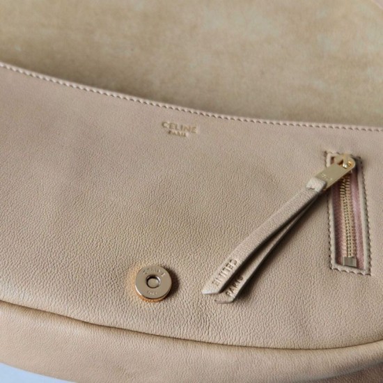 Replica Borsa Celine Halfmoon piccola morbida Triomphe albicocca Imitazione Outlet Fallate