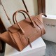 Replica Borsa tote a spalla media Luggage Celine morbida pelle di agnello lucida marrone Imitazione Outlet Fallate
