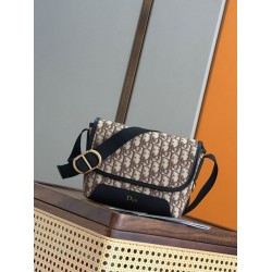 Replica Borsa a tracolla Dior Jett con patta in jacquard obliquo marrone Imitazione Outlet Fallate