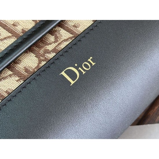 Replica Borsa a tracolla Dior Jett con patta in jacquard obliquo marrone Imitazione Outlet Fallate