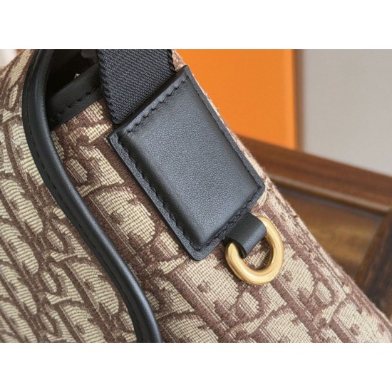 Replica Borsa a tracolla Dior Jett con patta in jacquard obliquo marrone Imitazione Outlet Fallate