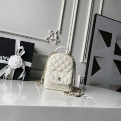 Replica Zaino Chanel Mini Classic trapuntato con logo CC AP3663 bianco Imitazione Outlet Fallate