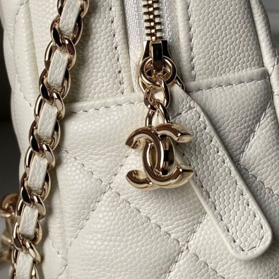 Replica Zaino Chanel Mini Classic trapuntato con logo CC AP3663 bianco Imitazione Outlet Fallate