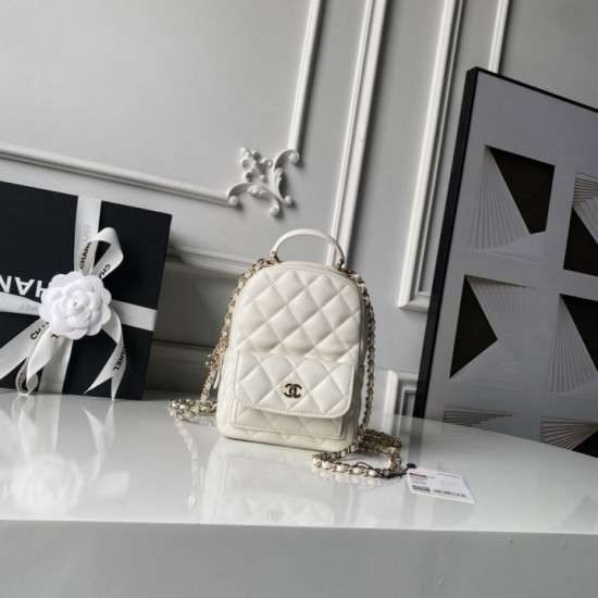 Replica Zaino Chanel Mini Classic trapuntato con logo CC AP3663 bianco Imitazione Outlet Fallate
