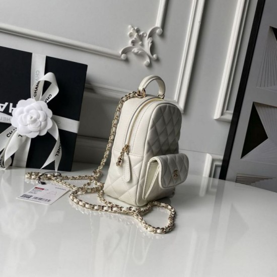 Replica Zaino Chanel Mini Classic trapuntato con logo CC AP3663 bianco Imitazione Outlet Fallate