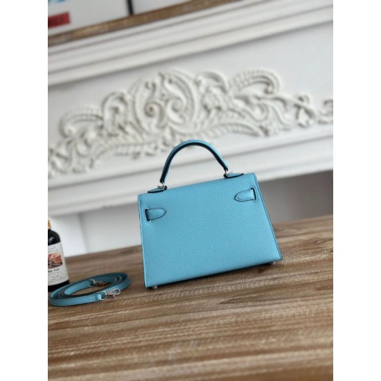 Replica Borsa Hermes Mini Kelly II Sellier Epsom Azzurro chiaro Imitazione Outlet Fallate