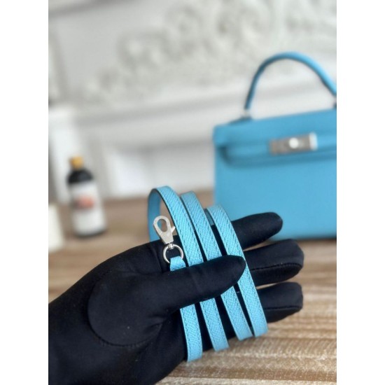 Replica Borsa Hermes Mini Kelly II Sellier Epsom Azzurro chiaro Imitazione Outlet Fallate