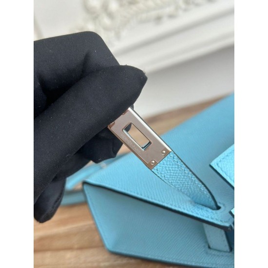 Replica Borsa Hermes Mini Kelly II Sellier Epsom Azzurro chiaro Imitazione Outlet Fallate