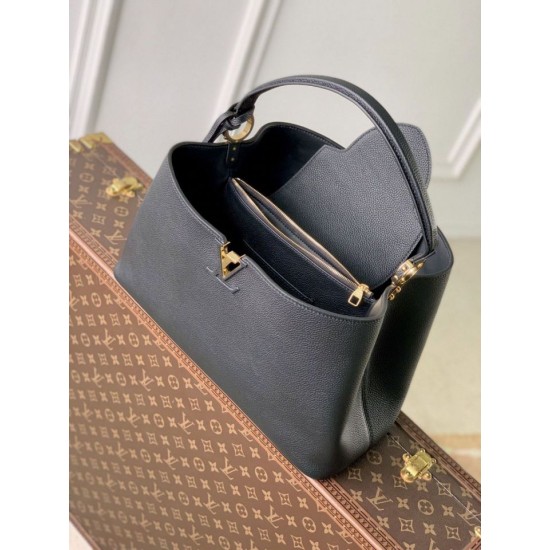 Replica Borsa Louis Vuitton Capucines MM M26259 Nera Imitazione Outlet Fallate