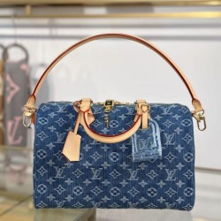 Replica Borsa Louis Vuitton Speedy Soft 30 Monogram Denim M14430 Blu Imitazione Outlet Fallate