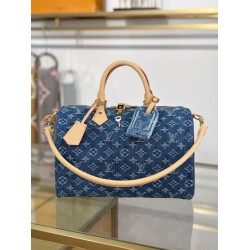 Replica Borsa Louis Vuitton Speedy Soft 30 Monogram Denim M14430 Blu Imitazione Outlet Fallate