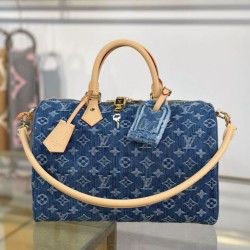 Replica Borsa Louis Vuitton Speedy Soft 30 Monogram Denim M14430 Blu Imitazione Outlet Fallate