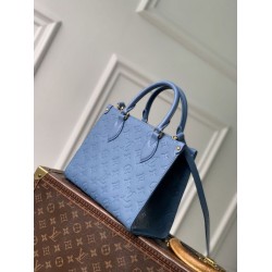 Replica Borsa tote Louis Vuitton OnTheGo PM M28181 blu Imitazione Outlet Fallate
