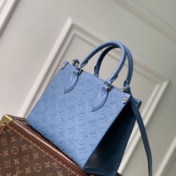 Replica Borsa tote Louis Vuitton OnTheGo PM M28181 blu Imitazione Outlet Fallate
