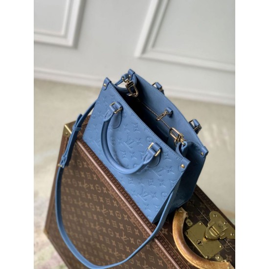 Replica Borsa tote Louis Vuitton OnTheGo PM M28181 blu Falso Online Replica Borsa tote Louis Vuitton OnTheGo PM M28181 blu Imitazione Outlet Fallate