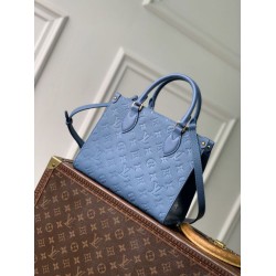 Replica Borsa tote Louis Vuitton OnTheGo PM M28181 blu Imitazione Outlet Fallate