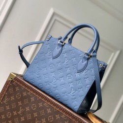 Replica Borsa tote Louis Vuitton OnTheGo PM M28181 blu Imitazione Outlet Fallate