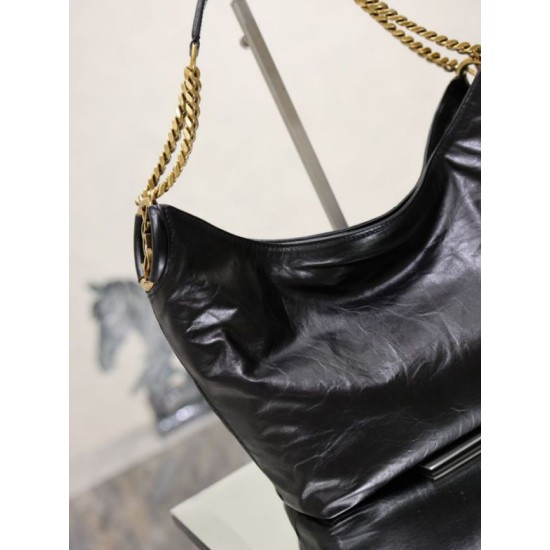Replica Borsa a tracolla YSL Saint Laurent Hortense Hobo nera Ralsa Online Repliche Perfette Borsa a tracolla YSL Saint Laurent Hortense Hobo nera Imitazione Outlet