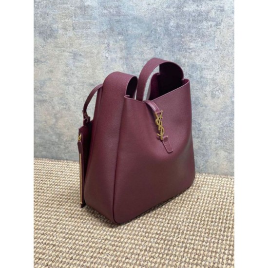 Repliche Perfette Borsa Hobo Grande YSL Saint Laurent Le 5 à 7 morbida Borgogna Imitazione Outlet