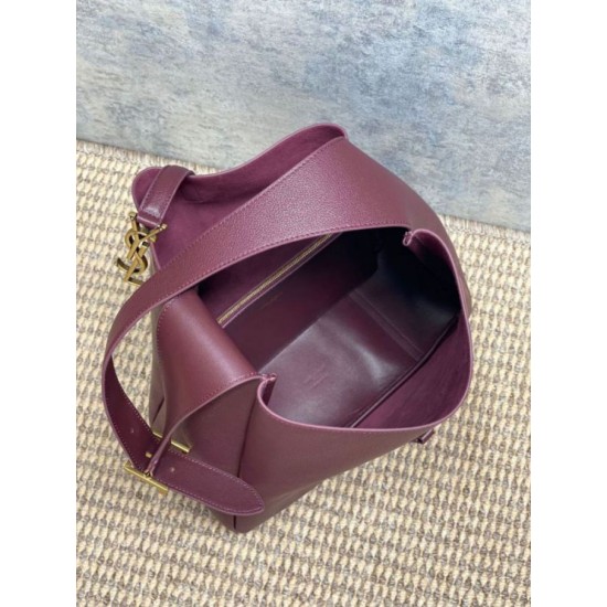 Repliche Perfette Borsa Hobo Grande YSL Saint Laurent Le 5 à 7 morbida Borgogna Imitazione Outlet